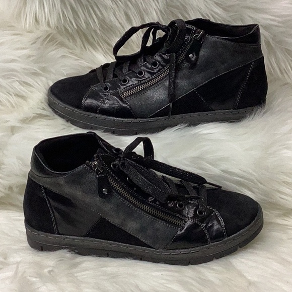 Remonte Kaja High-Top Sneakers - Black - Zip Closure - Size 8 1/2 - New In Box - Picture 1 of 7
